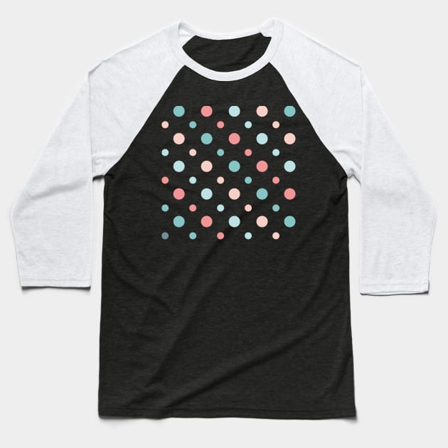 Cute Polka dot Pattern Doodle Baseball T-Shirt by moonquarius